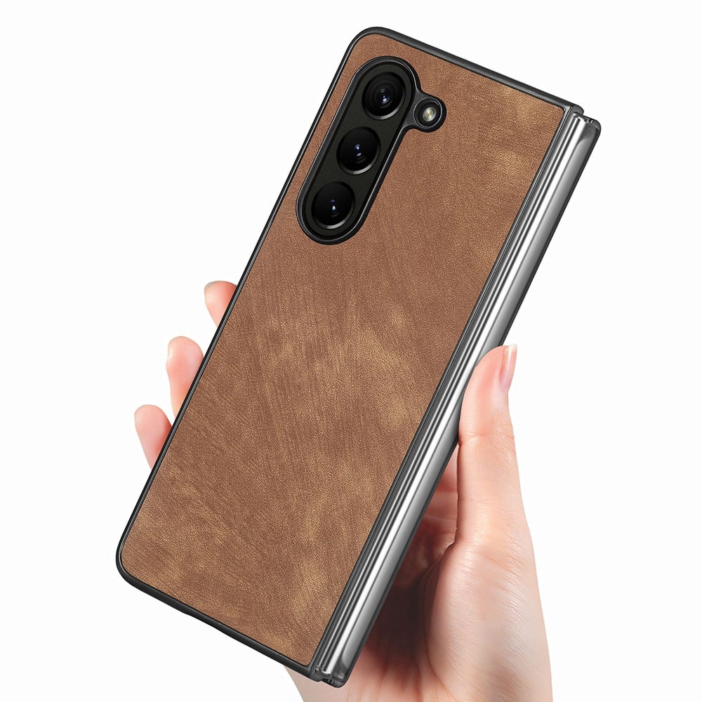 Funda de cuero Samsung Galaxy Z Fold 5 marrón