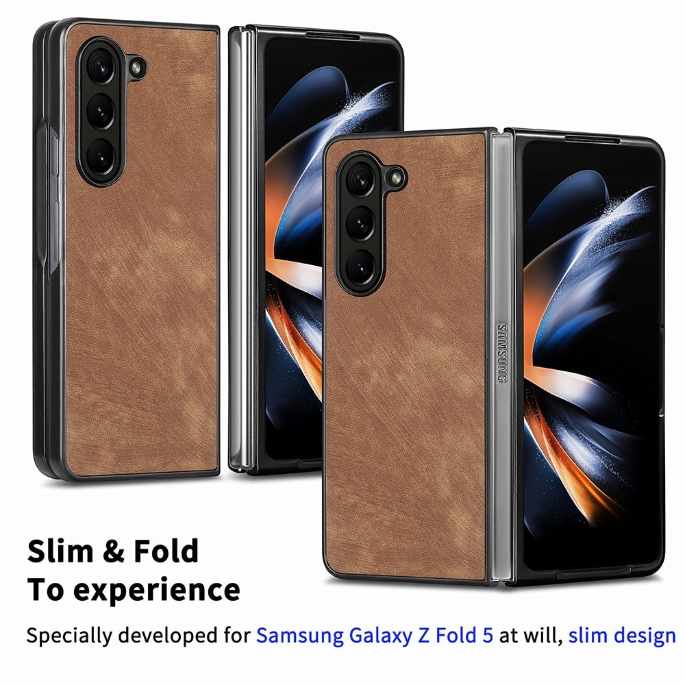 Funda de cuero Samsung Galaxy Z Fold 5 marrón