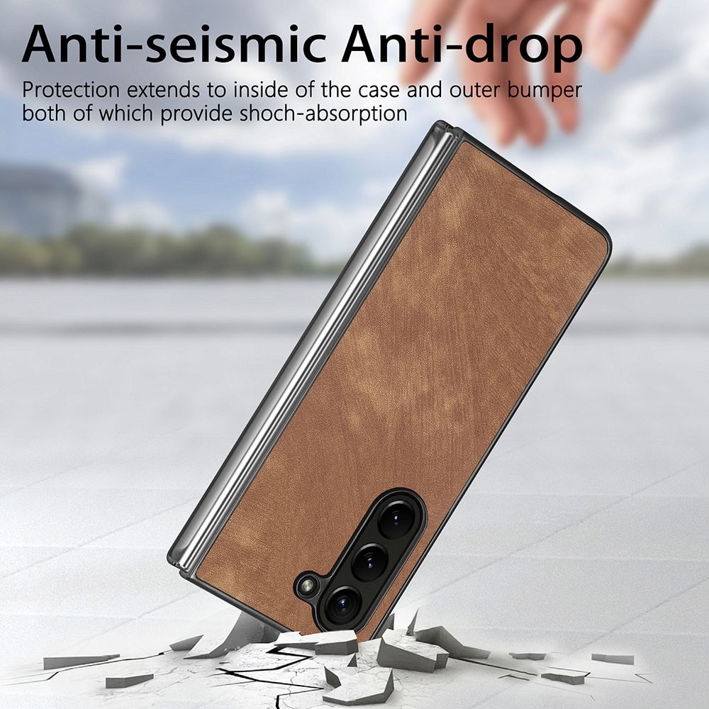 Funda de cuero Samsung Galaxy Z Fold 5 marrón