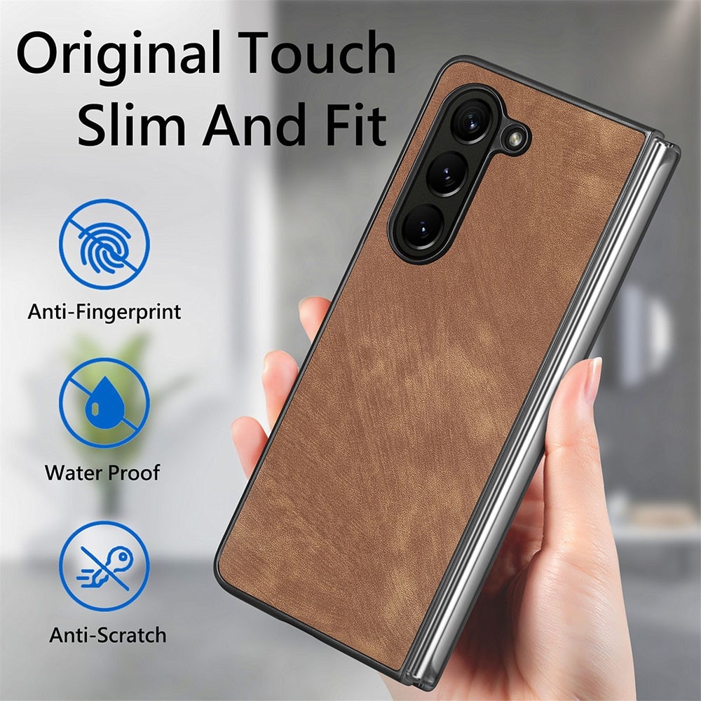 Funda de cuero Samsung Galaxy Z Fold 5 marrón