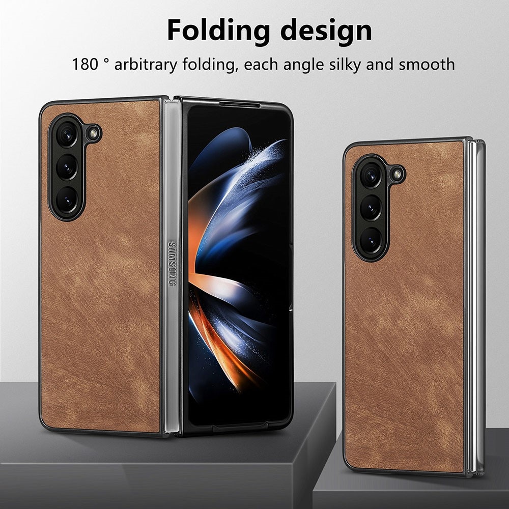 Funda de cuero Samsung Galaxy Z Fold 5 marrón