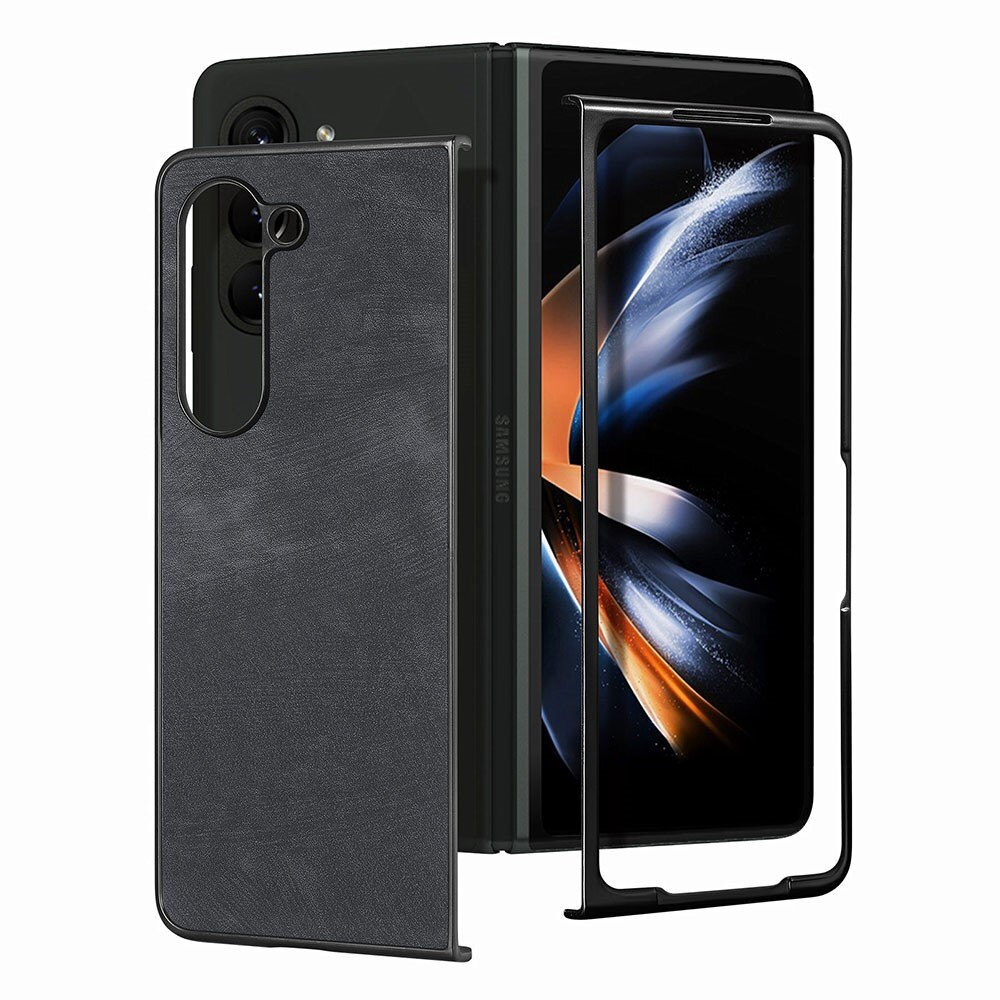 Funda de cuero Samsung Galaxy Z Fold 5 negro