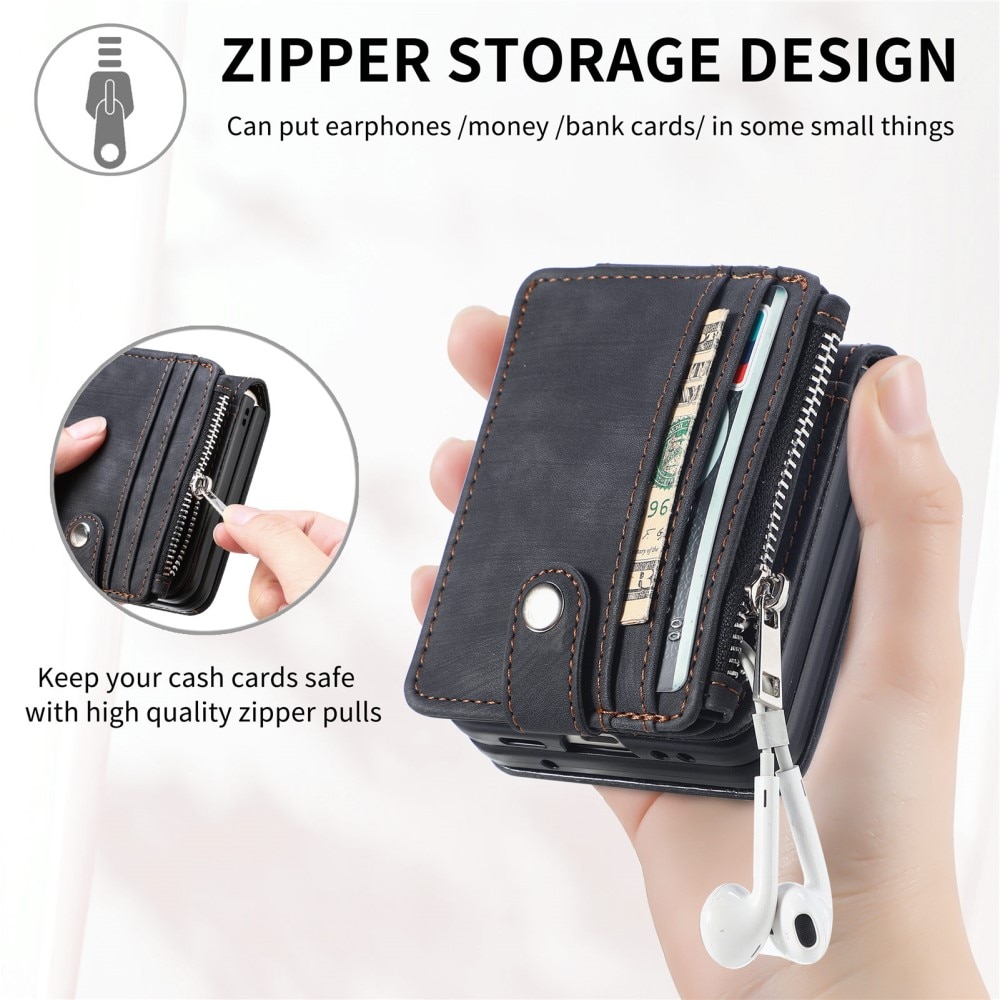 Funda cartera Zipper Multi-Slot Samsung Galaxy Z Flip 5, negro