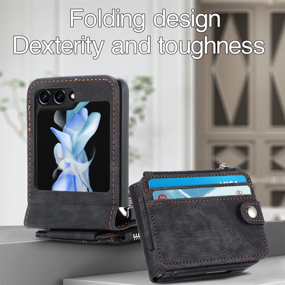 Funda cartera Zipper Multi-Slot Samsung Galaxy Z Flip 6, negro