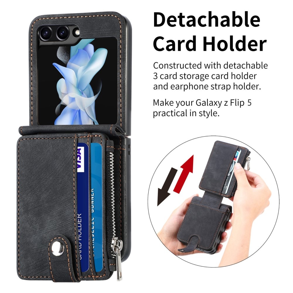 Funda cartera Zipper Multi-Slot Samsung Galaxy Z Flip 6, negro