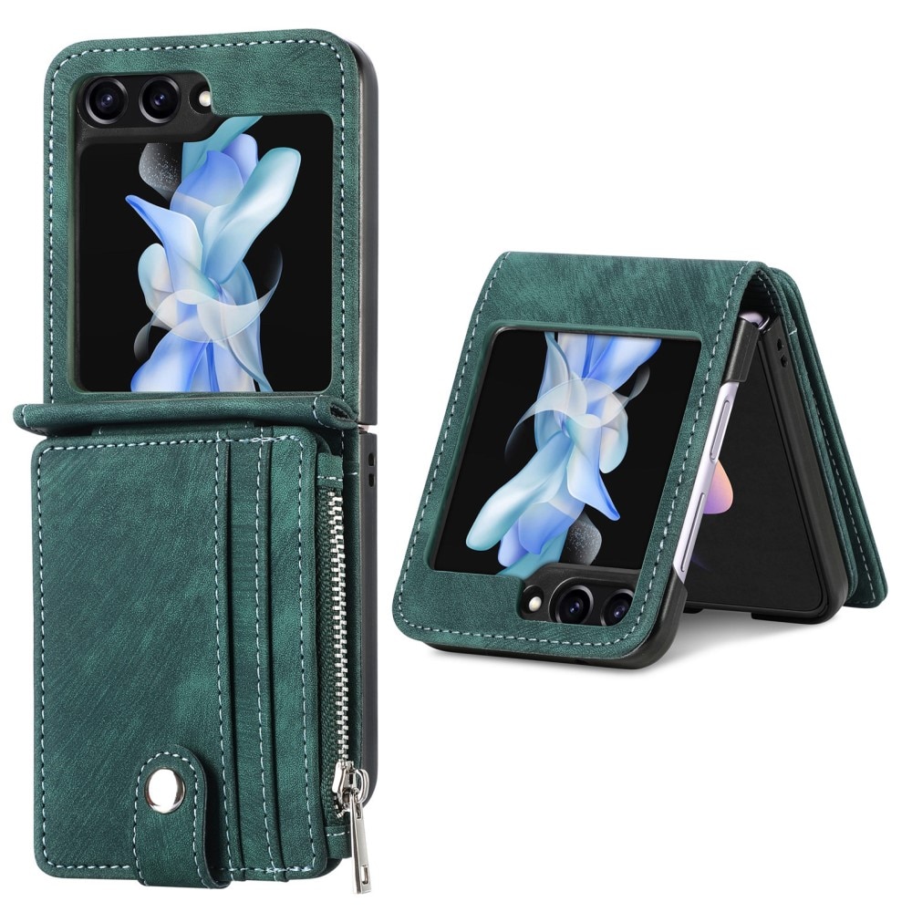 Funda cartera Zipper Multi-Slot Samsung Galaxy Z Flip 5, verde