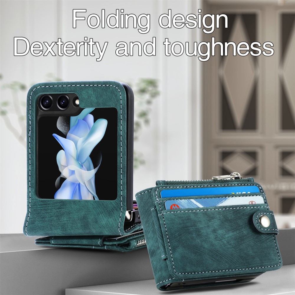 Funda cartera Zipper Multi-Slot Samsung Galaxy Z Flip 6, verde