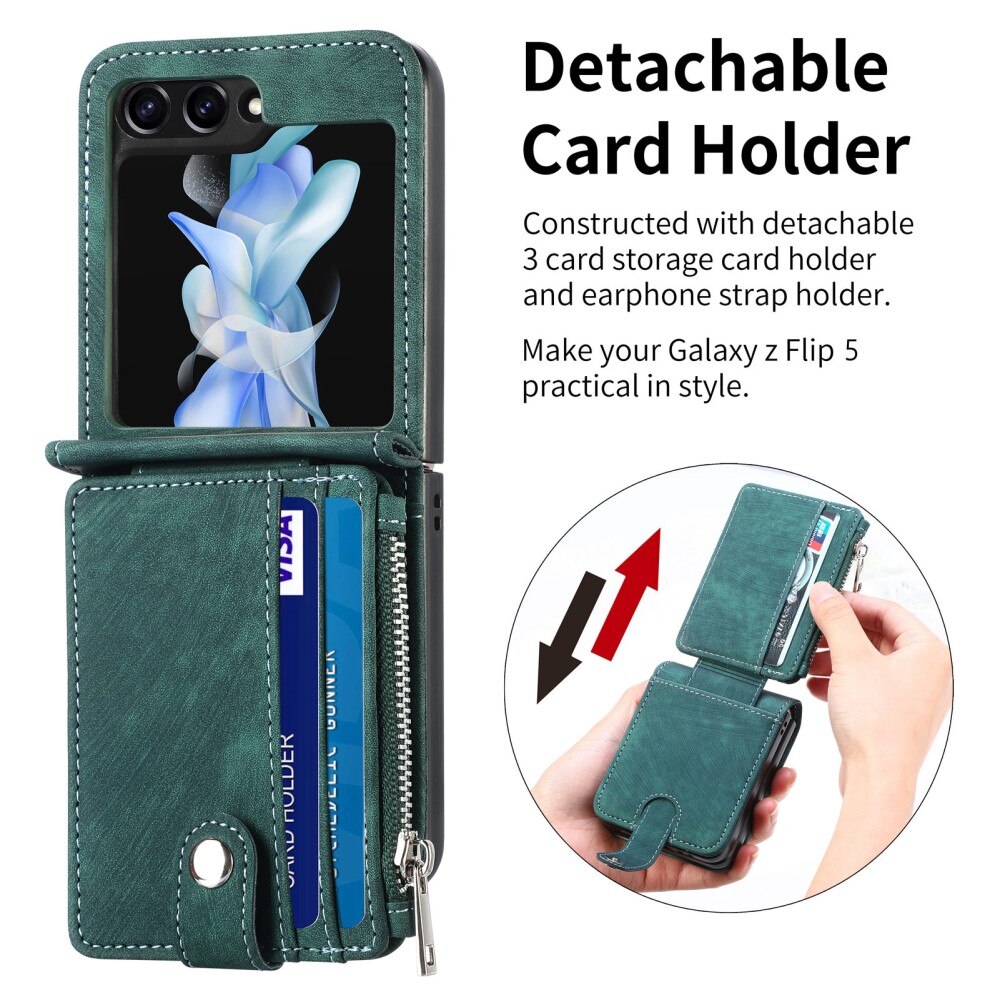 Funda cartera Zipper Multi-Slot Samsung Galaxy Z Flip 6, verde