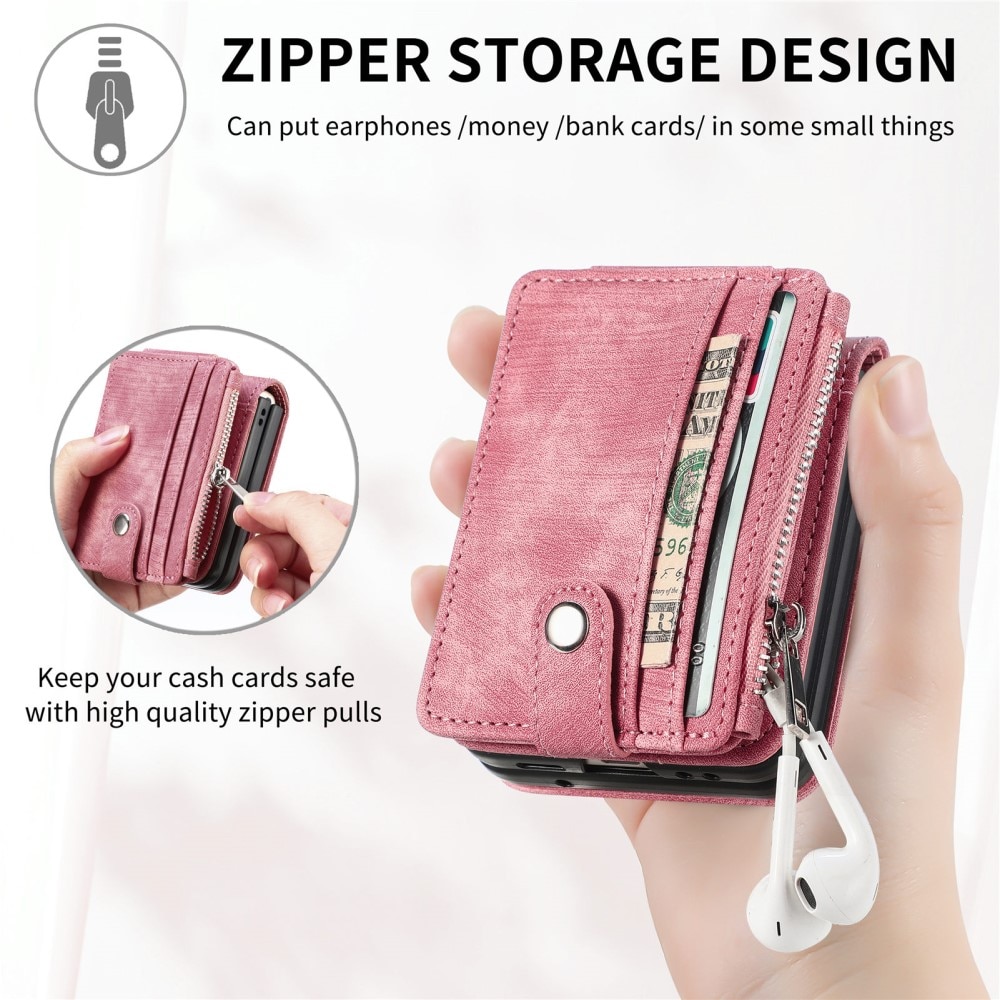 Funda cartera Zipper Multi-Slot Samsung Galaxy Z Flip 5, rosado