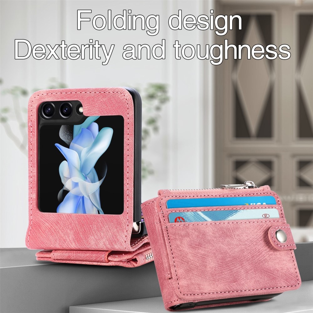 Funda cartera Zipper Multi-Slot Samsung Galaxy Z Flip 5, rosado