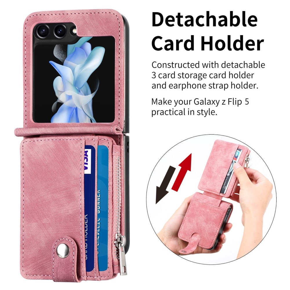 Funda cartera Zipper Multi-Slot Samsung Galaxy Z Flip 5, rosado