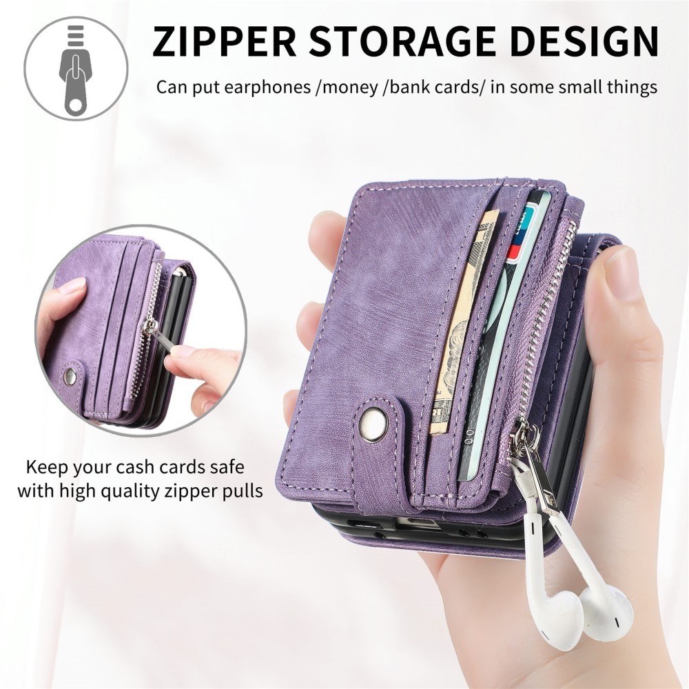 Funda cartera Zipper Multi-Slot Samsung Galaxy Z Flip 5, violeta