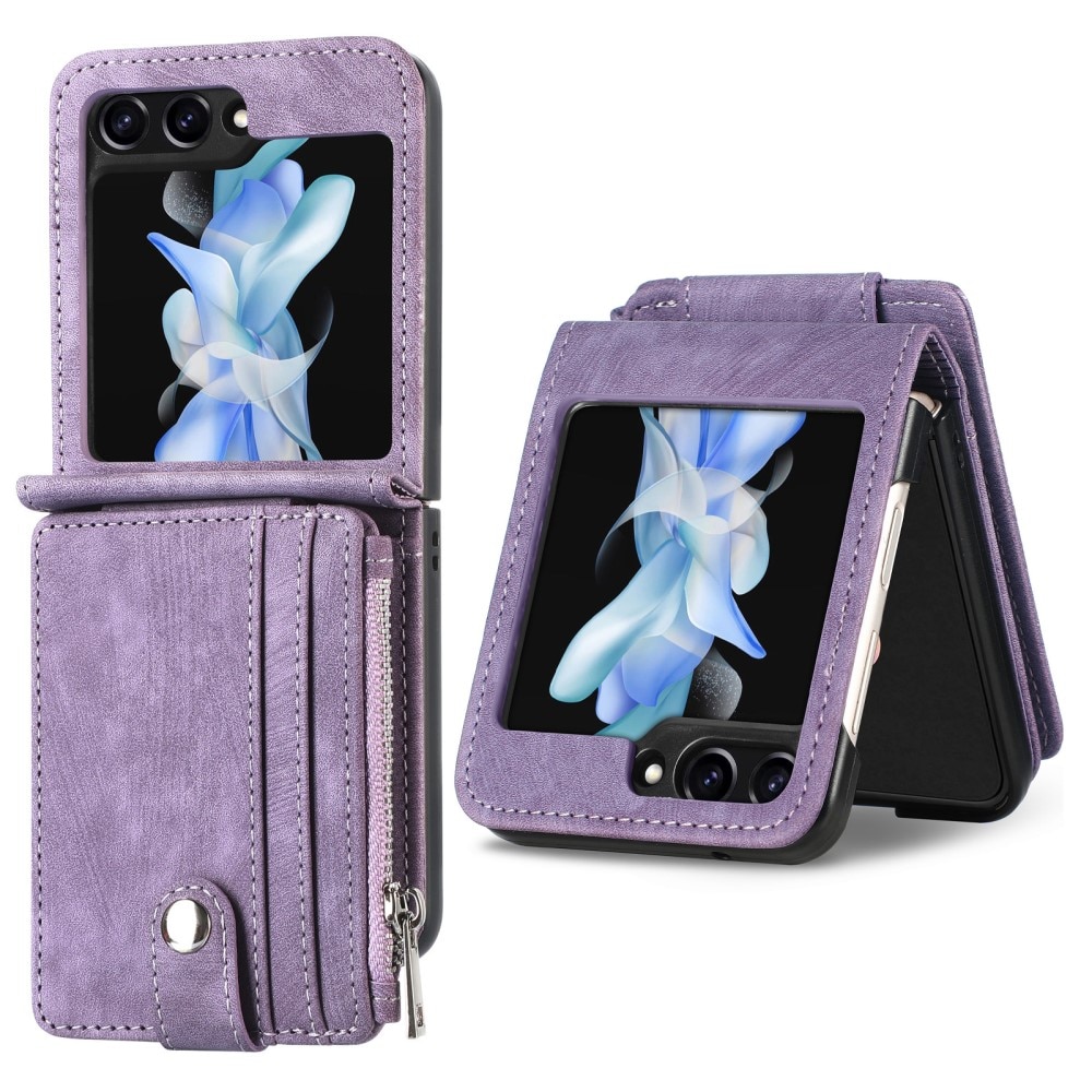 Funda cartera Zipper Multi-Slot Samsung Galaxy Z Flip 5, violeta