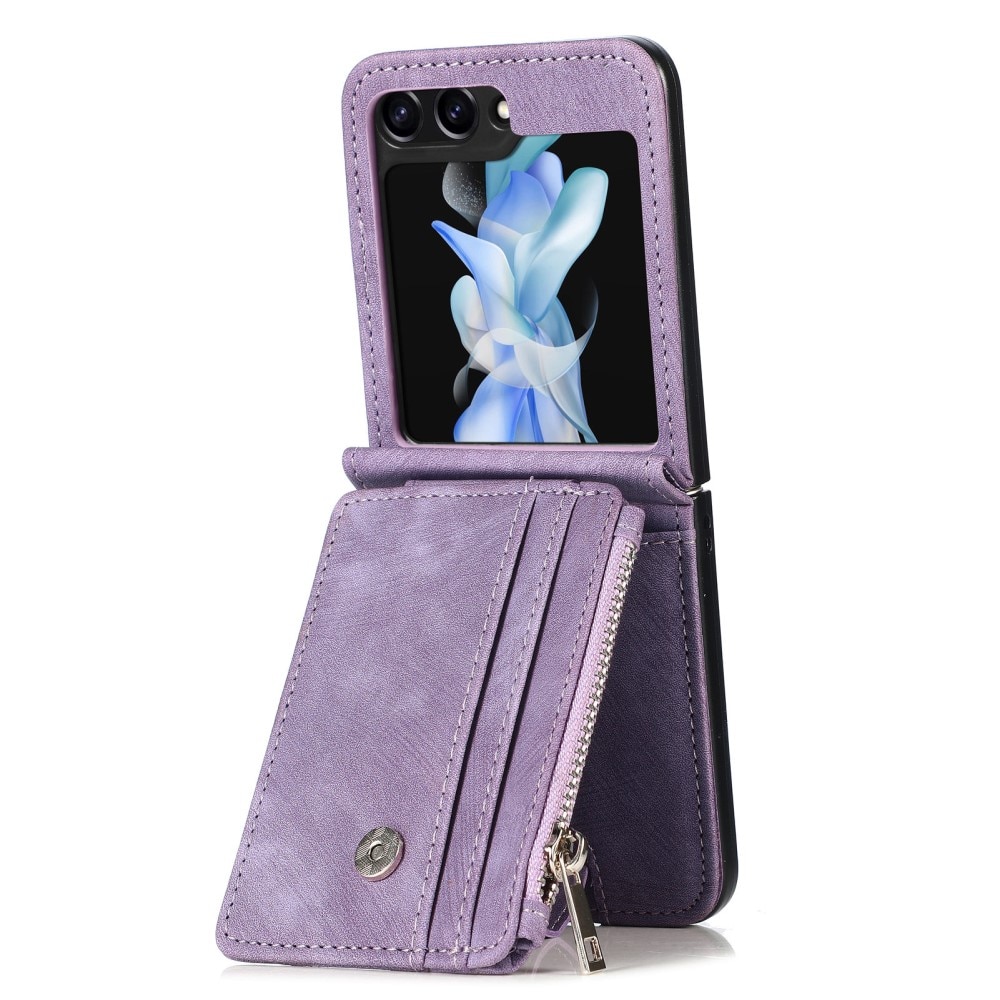 Funda cartera Zipper Multi-Slot Samsung Galaxy Z Flip 5, violeta