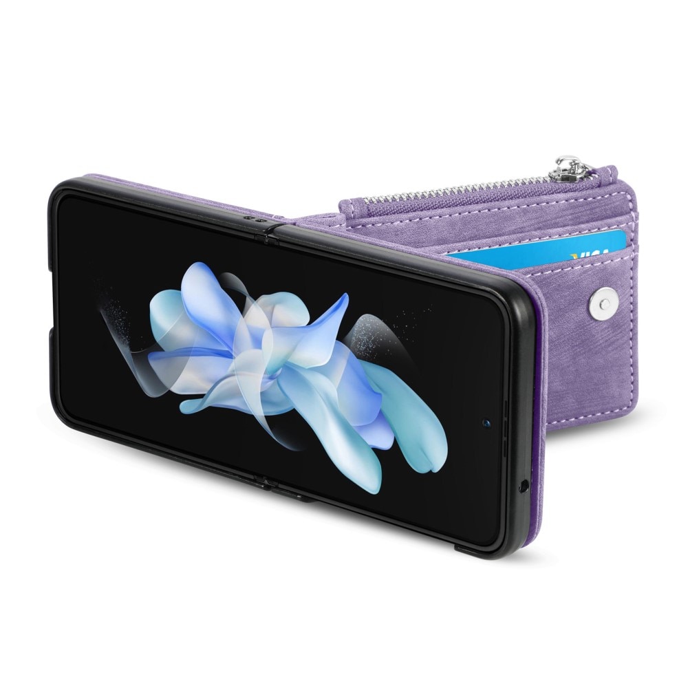 Funda cartera Zipper Multi-Slot Samsung Galaxy Z Flip 5, violeta