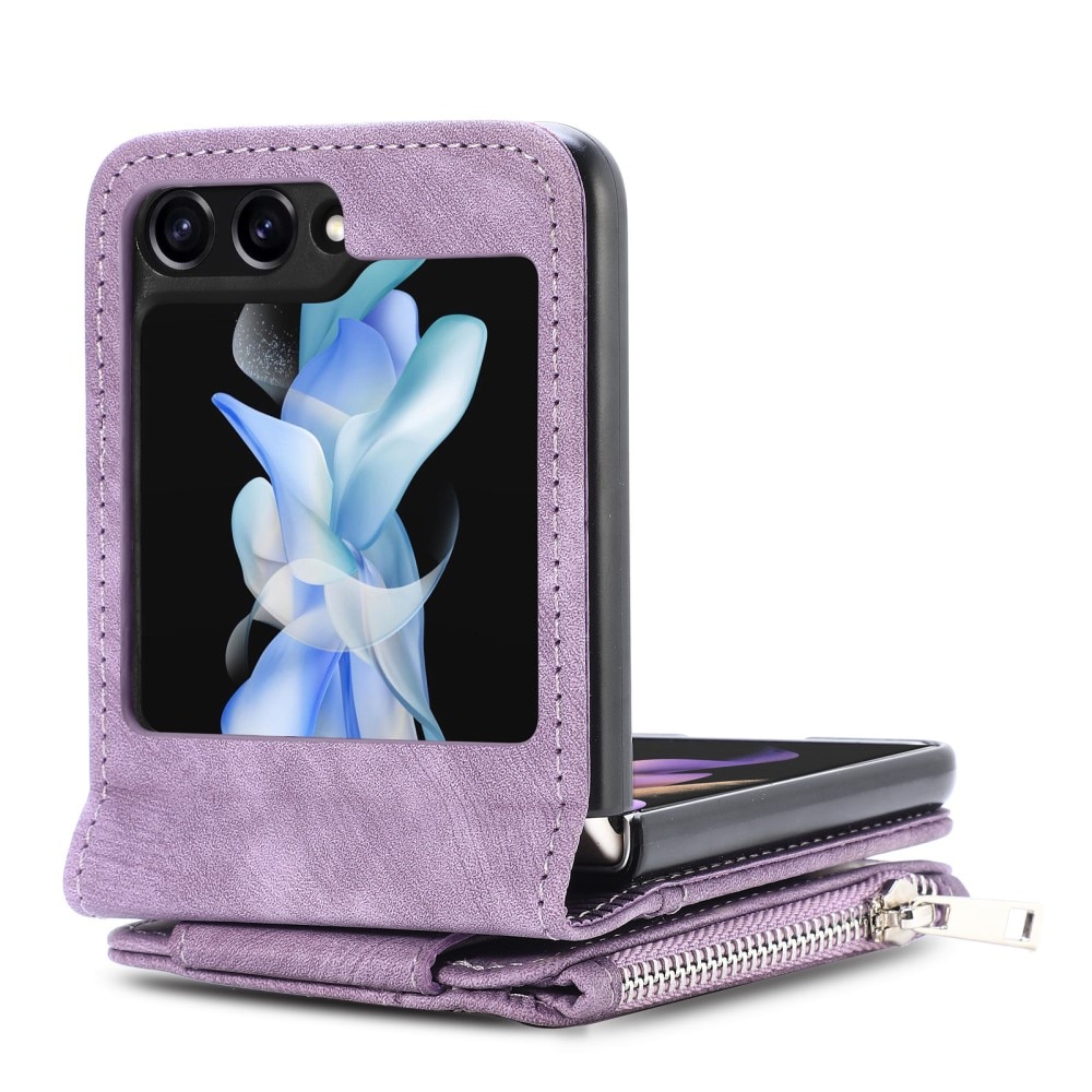 Funda cartera Zipper Multi-Slot Samsung Galaxy Z Flip 5, violeta