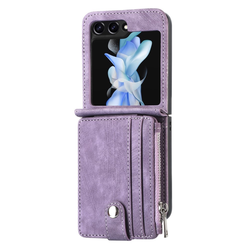 Funda cartera Zipper Multi-Slot Samsung Galaxy Z Flip 5, violeta