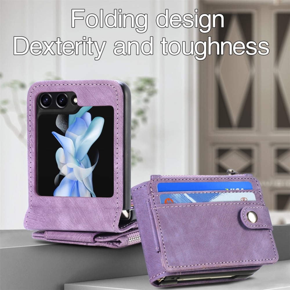 Funda cartera Zipper Multi-Slot Samsung Galaxy Z Flip 5, violeta