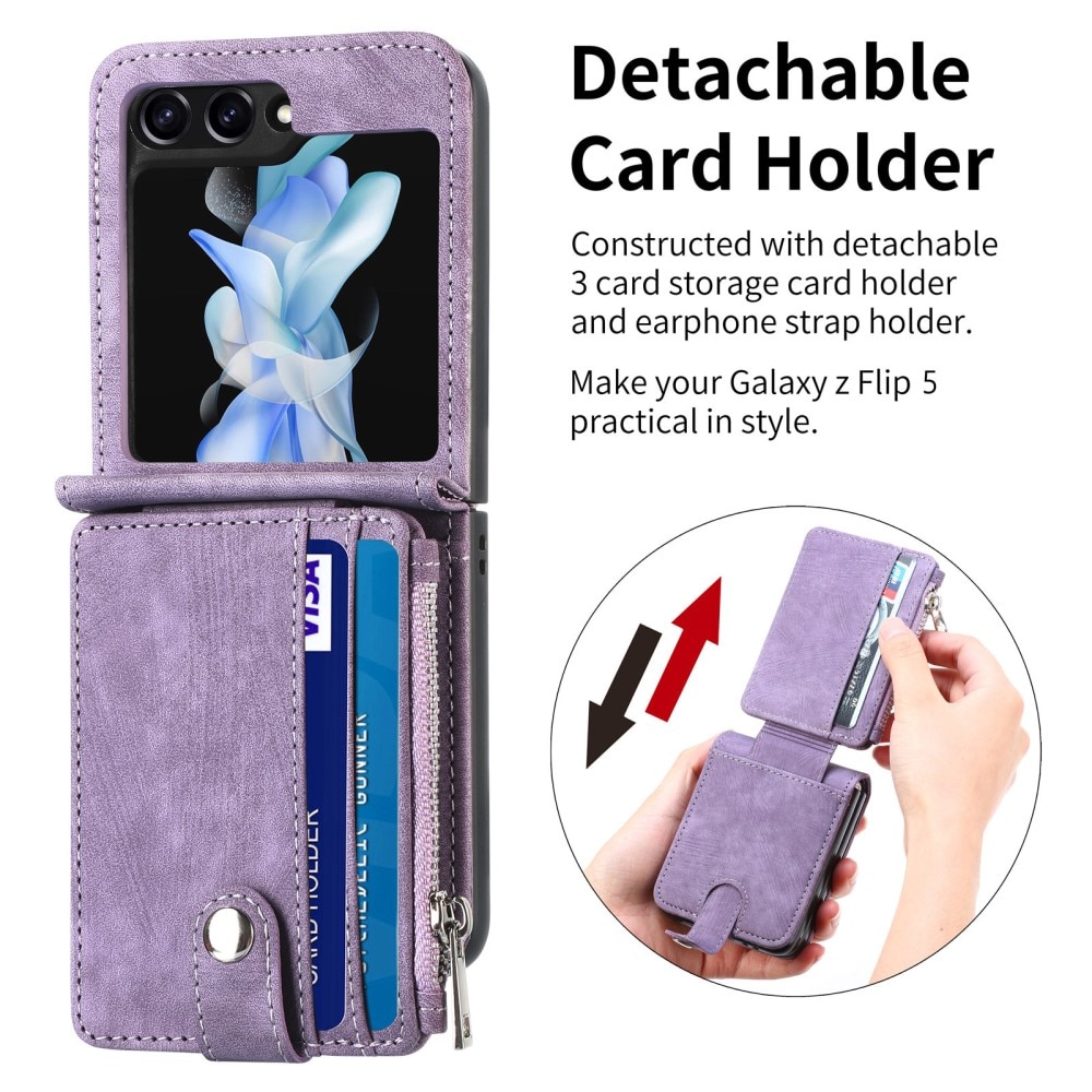 Funda cartera Zipper Multi-Slot Samsung Galaxy Z Flip 5, violeta