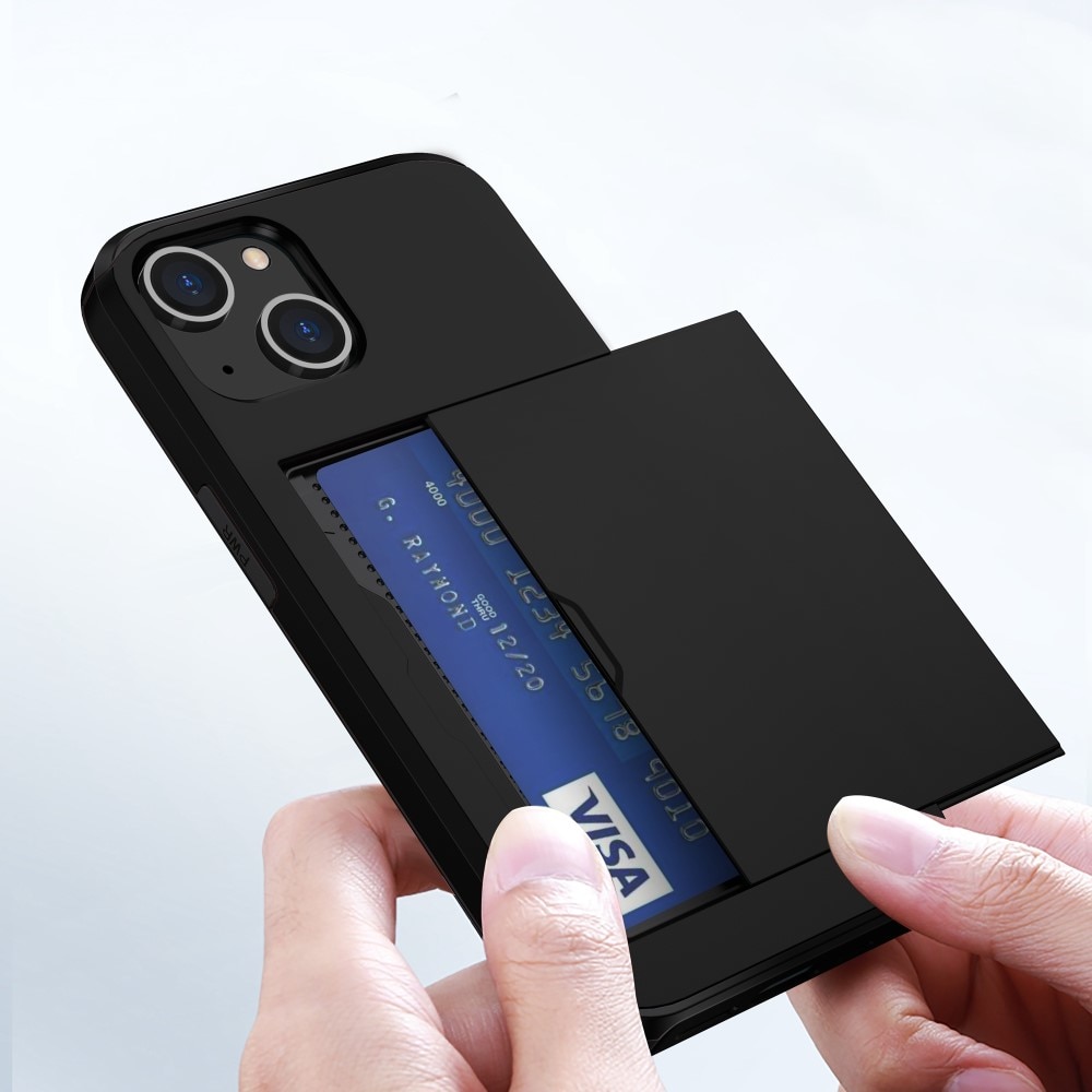 Funda con ranura para tarjetas iPhone 15 Plus negro