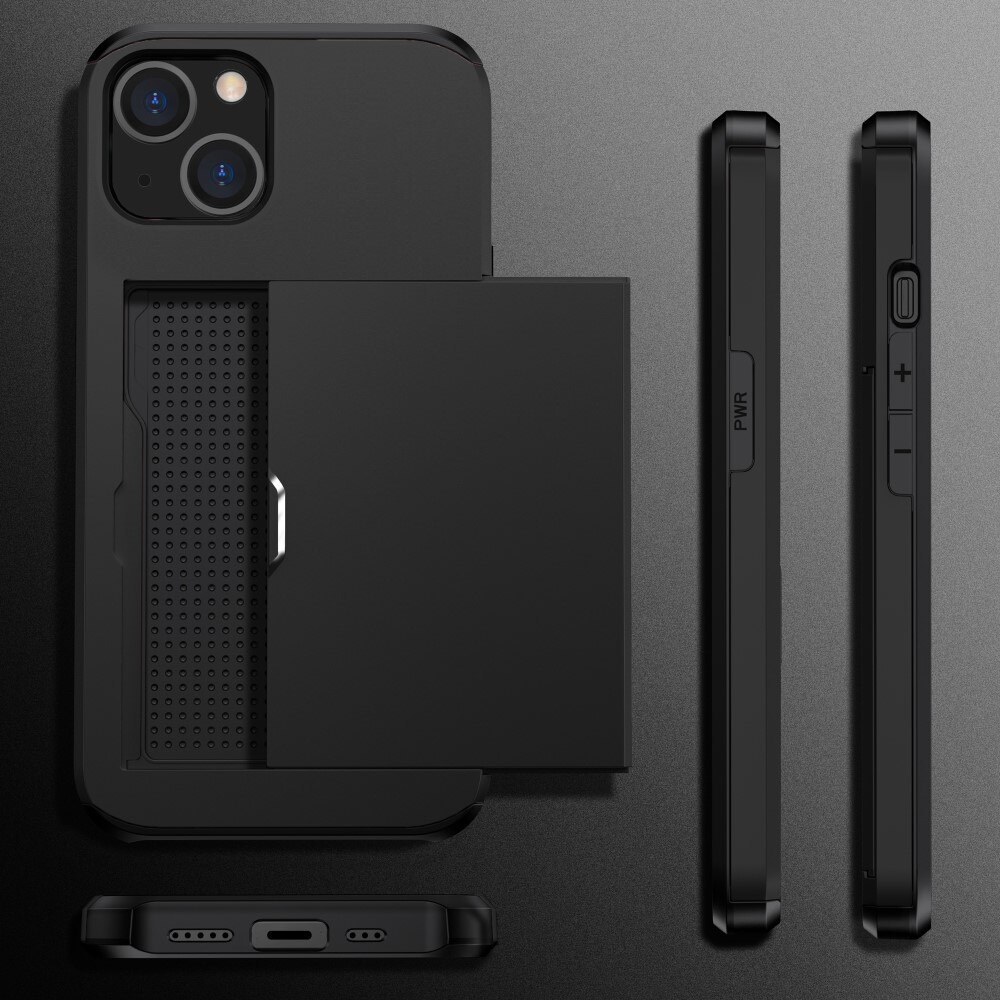 Funda con ranura para tarjetas iPhone 15 Plus Negro