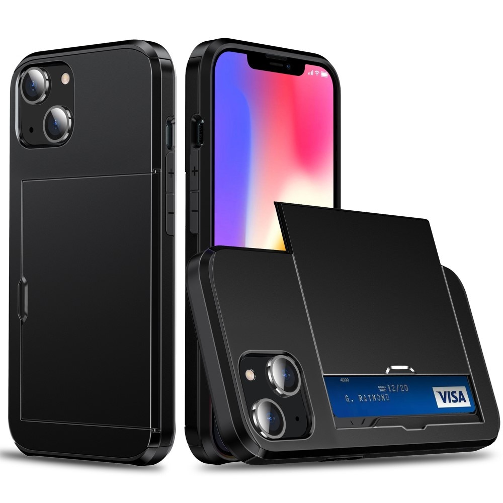 Funda con ranura para tarjetas iPhone 15 Plus Negro