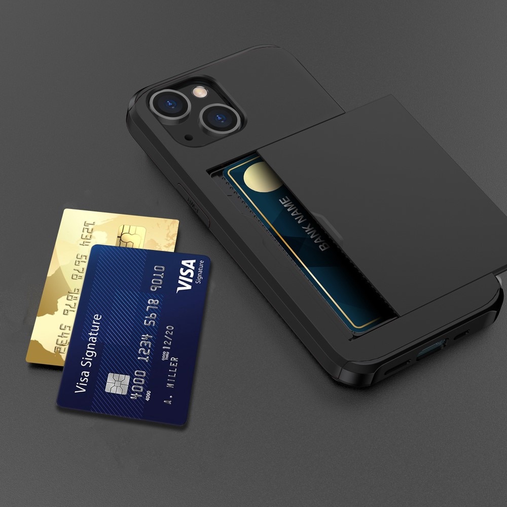Funda con ranura para tarjetas iPhone 15 Plus Negro