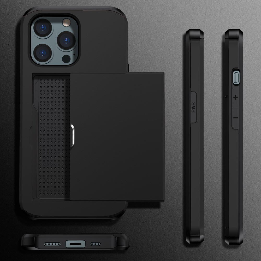 Funda con ranura para tarjetas iPhone 15 Pro negro