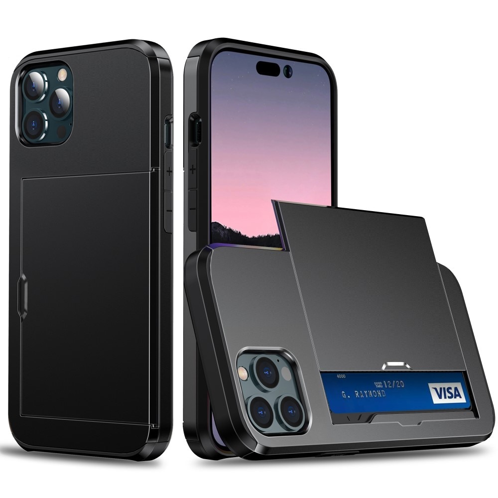 Funda con ranura para tarjetas iPhone 15 Pro Negro