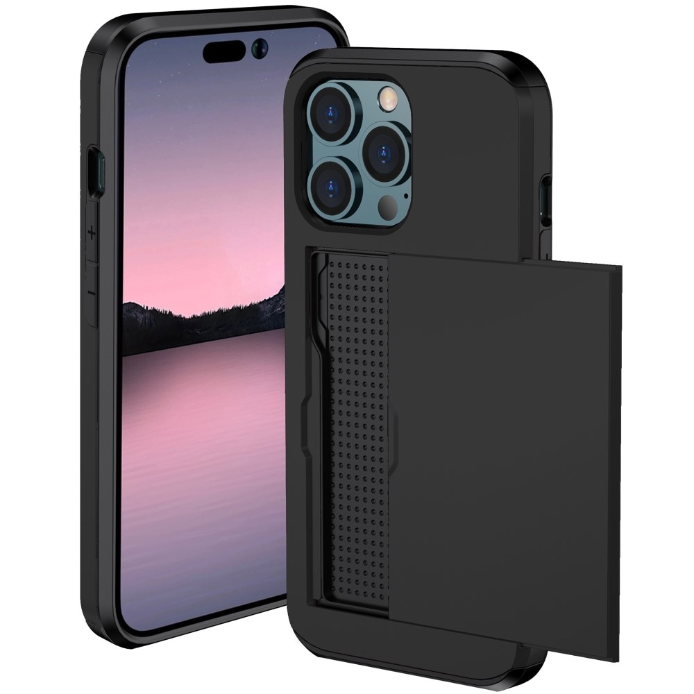 Funda con ranura para tarjetas iPhone 15 Pro Negro