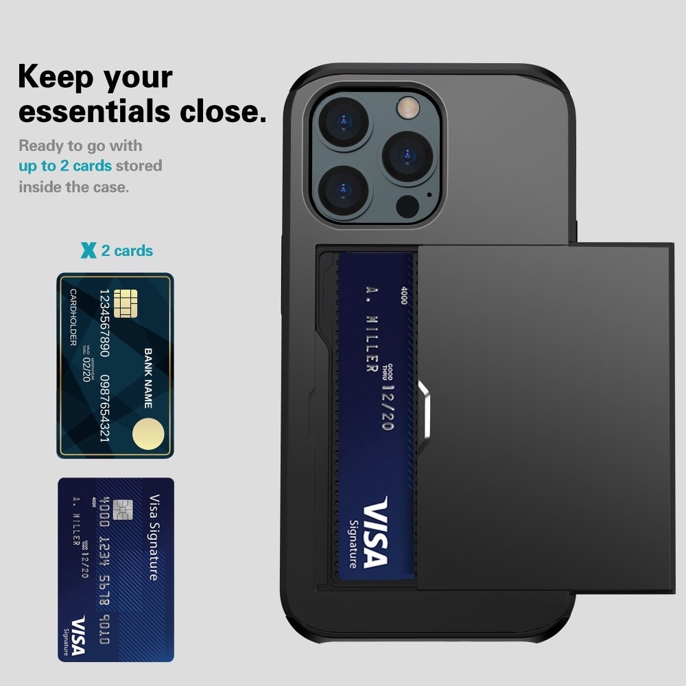 Funda con ranura para tarjetas iPhone 15 Pro Negro