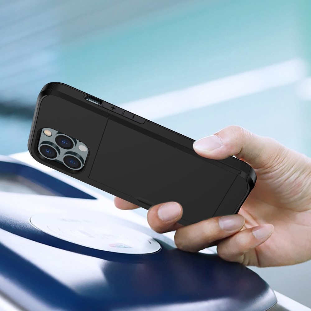 Funda con ranura para tarjetas iPhone 15 Pro Negro