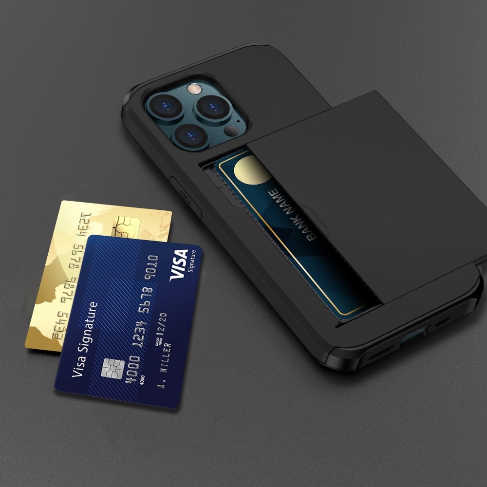 Funda con ranura para tarjetas iPhone 15 Pro Negro