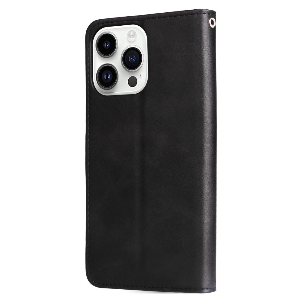Funda de Cuero Zipper iPhone 15 Pro negro