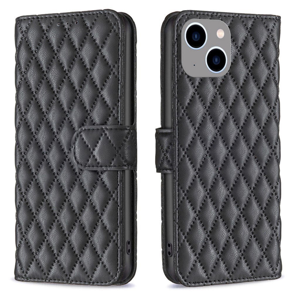 Funda acolchada con solapa iPhone 15, negro