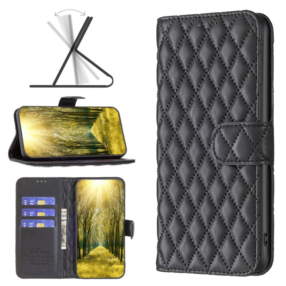 Funda acolchada con solapa iPhone 15, negro