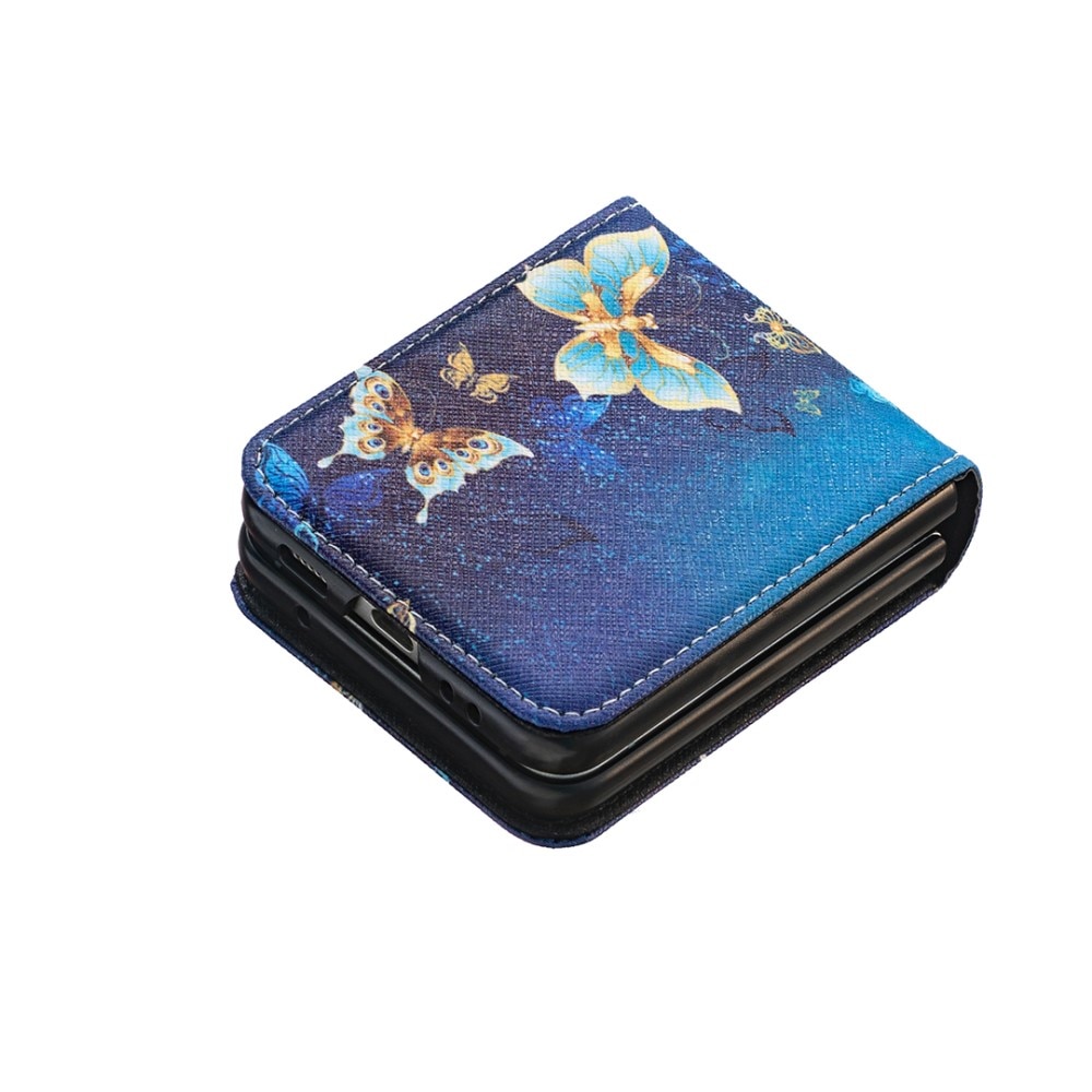 Funda de cuero Samsung Galaxy Z Flip 5 Blue Butterflies