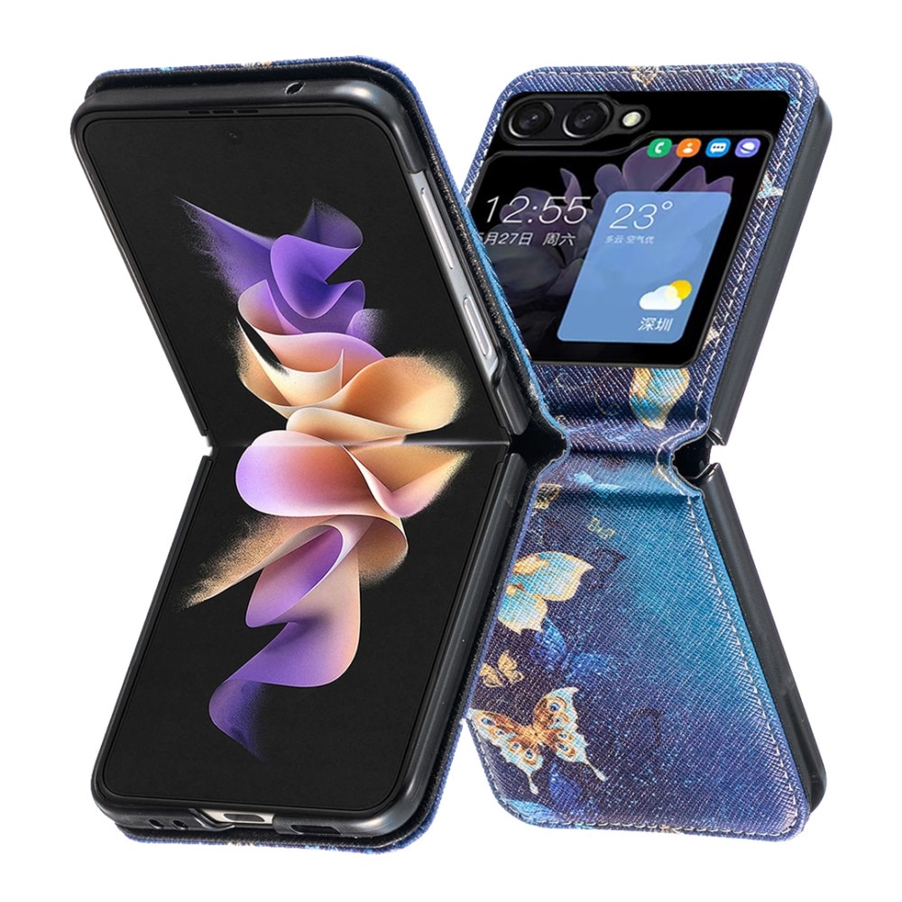 Funda de cuero Samsung Galaxy Z Flip 5 Blue Butterflies