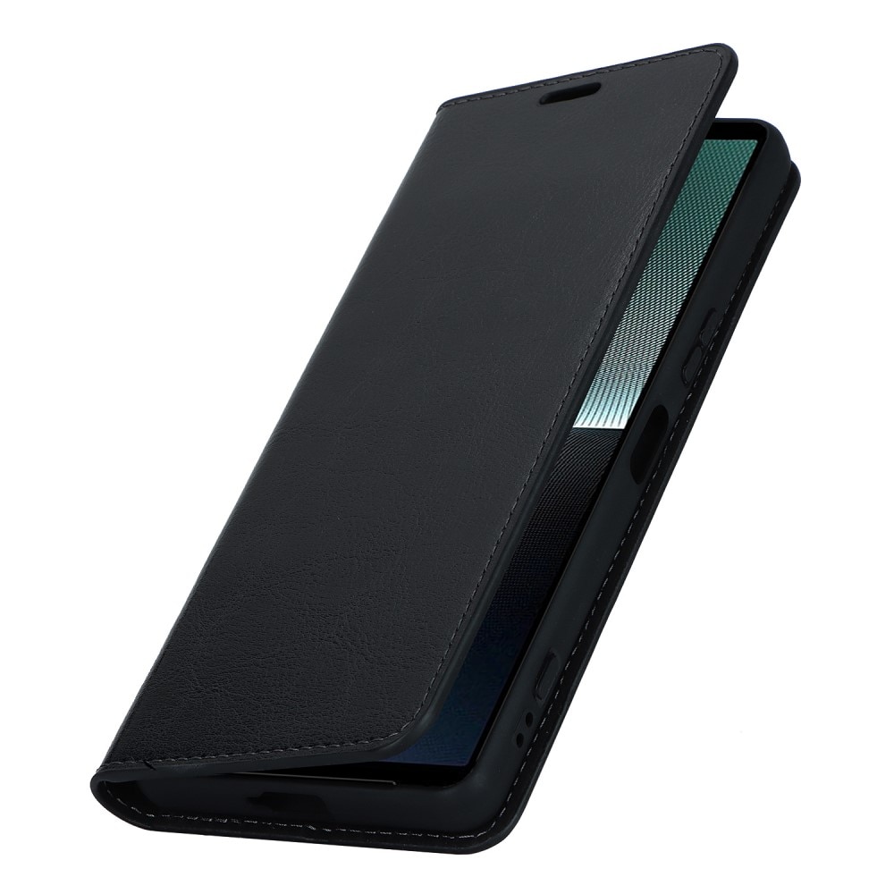 Funda cartera de cuero genuino Sony Xperia 1 V negro