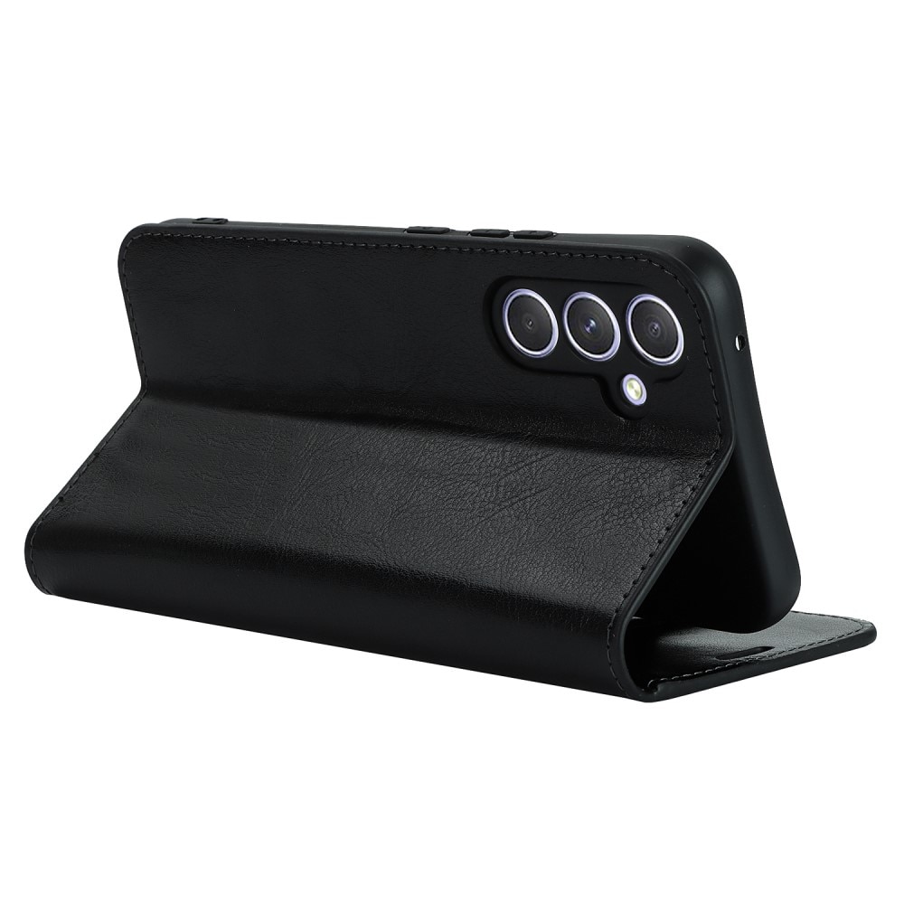 Funda cartera de cuero genuino Samsung Galaxy A54 Negro