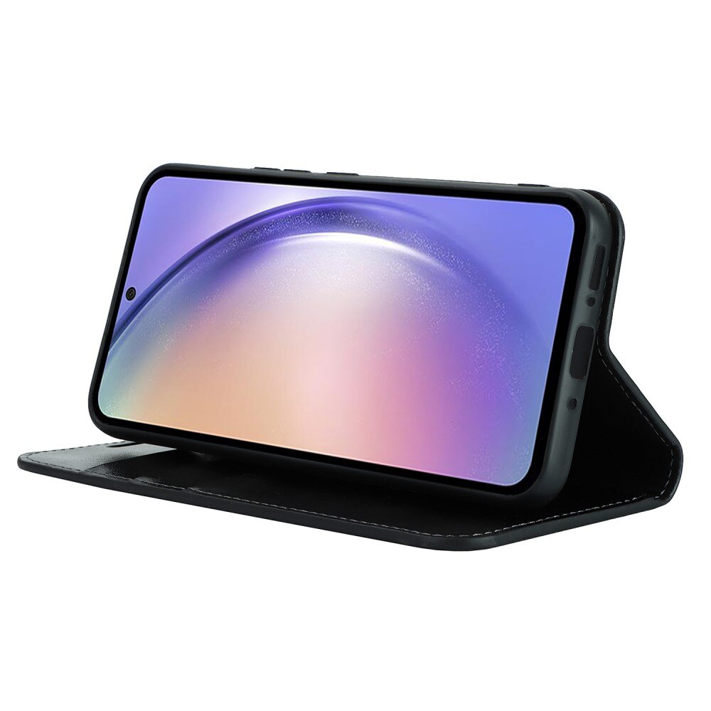 Funda cartera de cuero genuino Samsung Galaxy A54 Negro