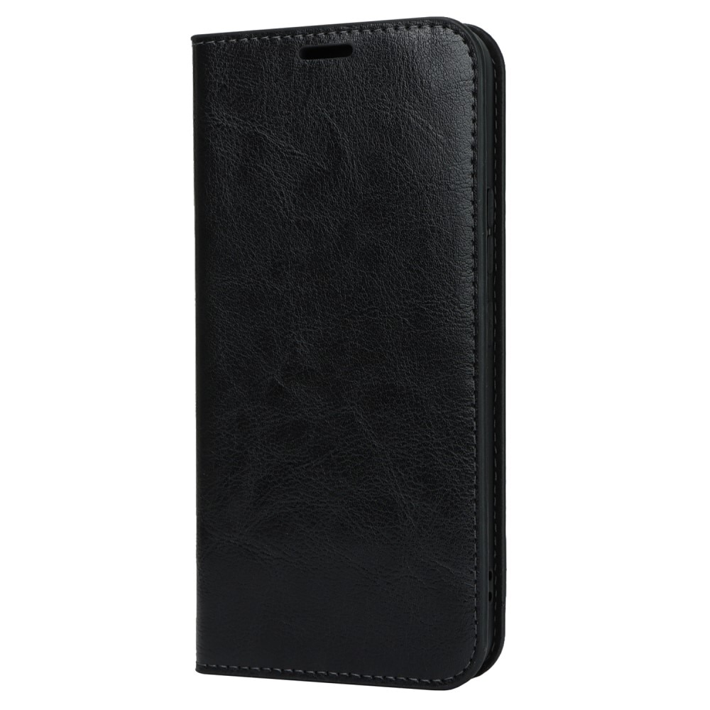 Funda cartera de cuero genuino Samsung Galaxy A54 negro