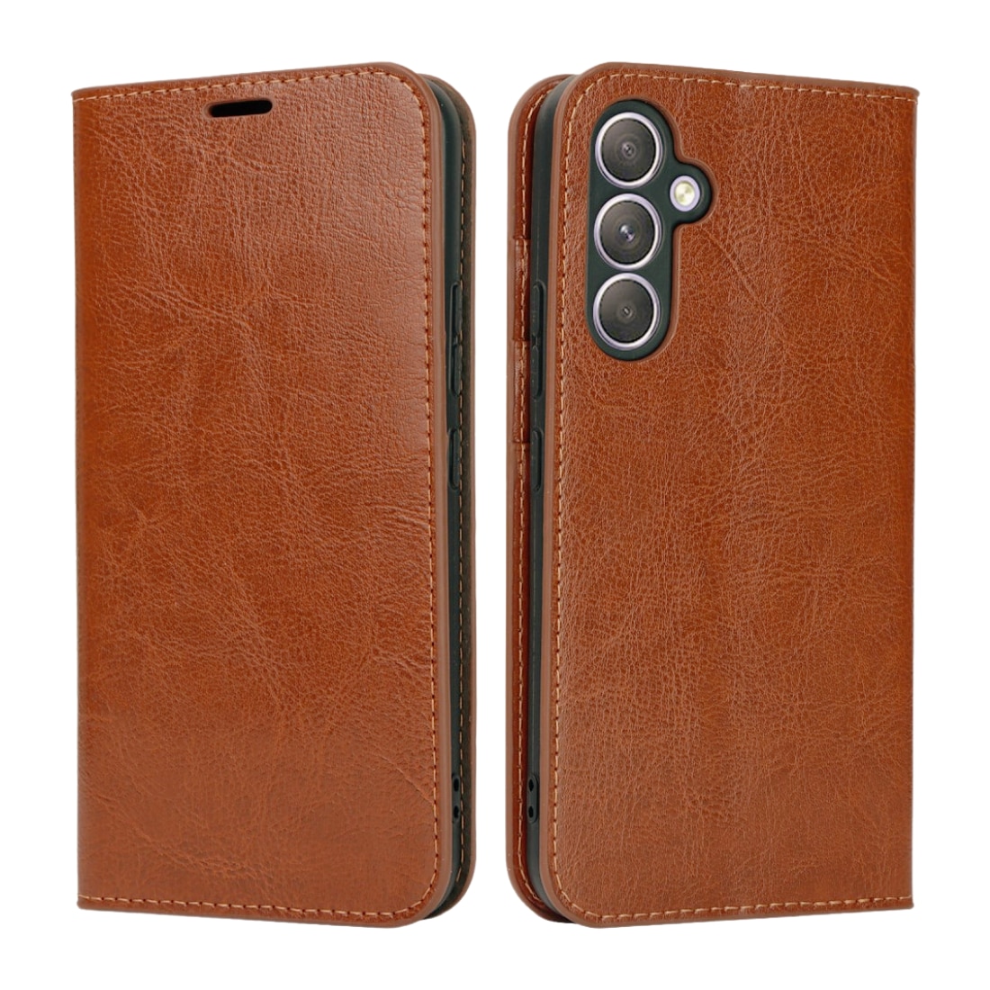 Funda cartera de cuero genuino Samsung Galaxy A54 Marrón