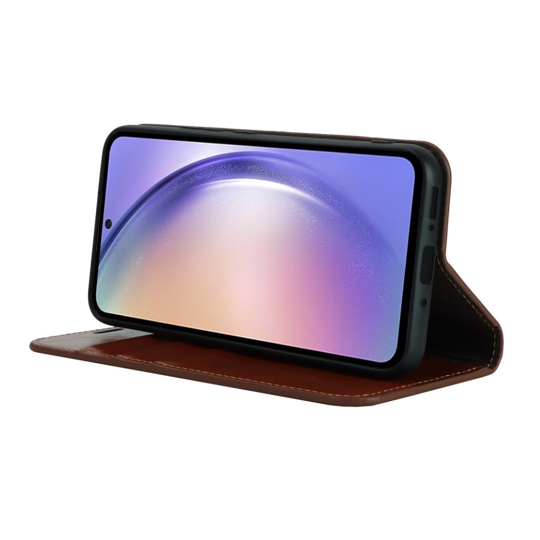 Funda cartera de cuero genuino Samsung Galaxy A54 Marrón