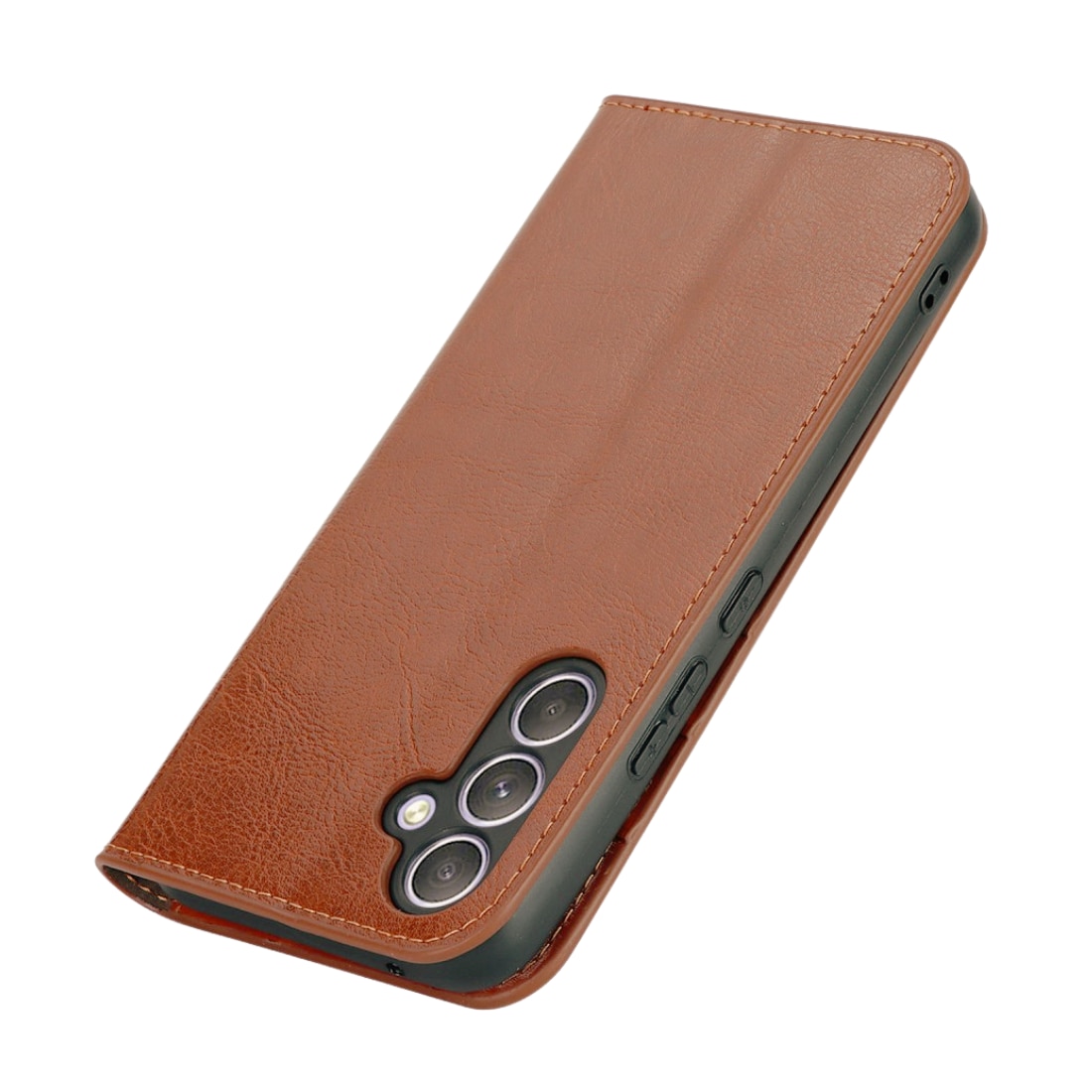 Funda cartera de cuero genuino Samsung Galaxy A54 marrón