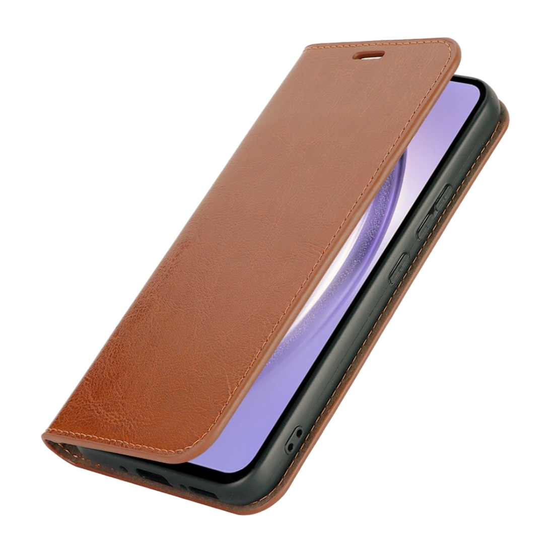 Funda cartera de cuero genuino Samsung Galaxy A54 Marrón