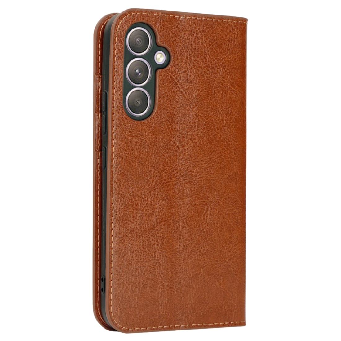Funda cartera de cuero genuino Samsung Galaxy A54 Marrón