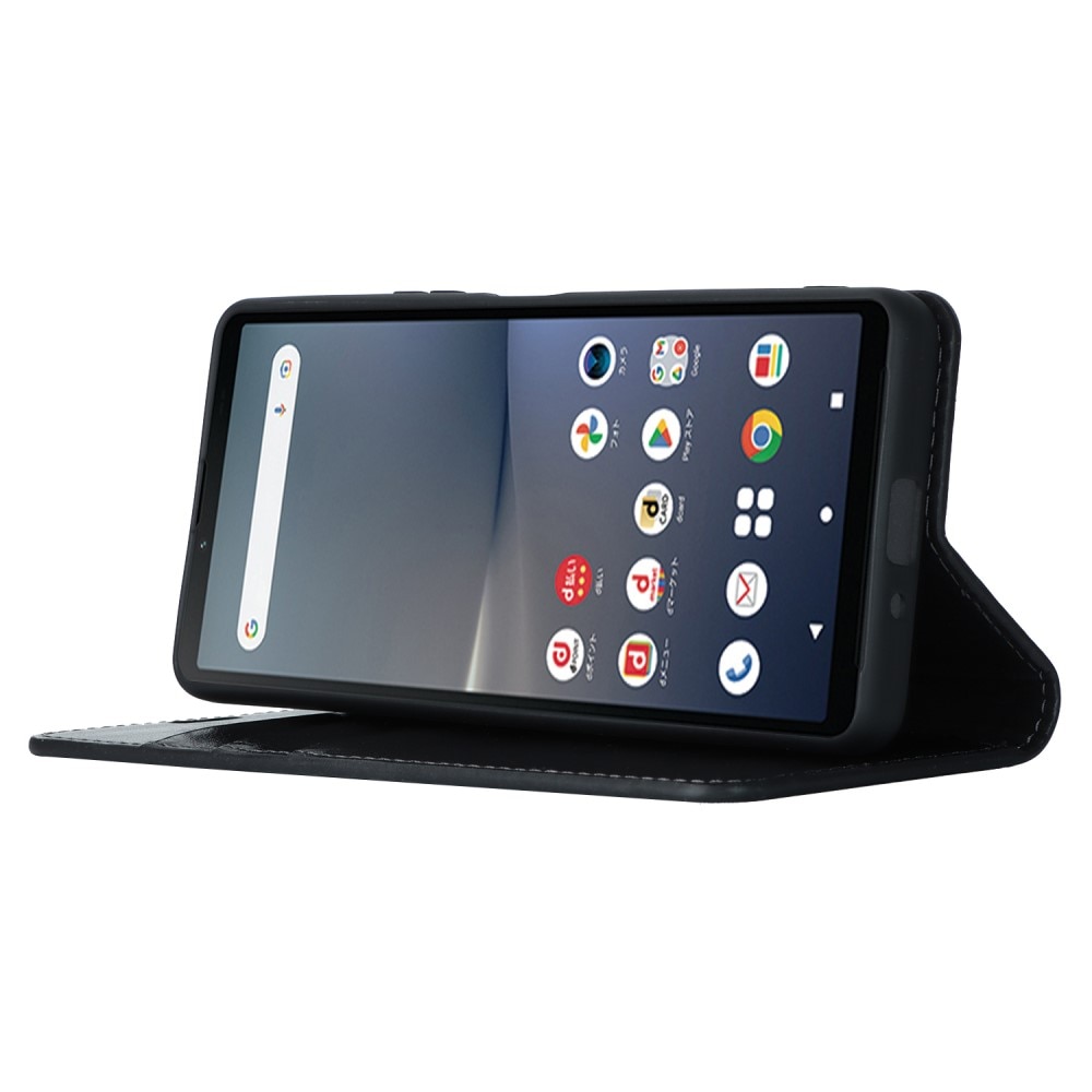 Funda cartera de cuero genuino Sony Xperia 5 V Negro