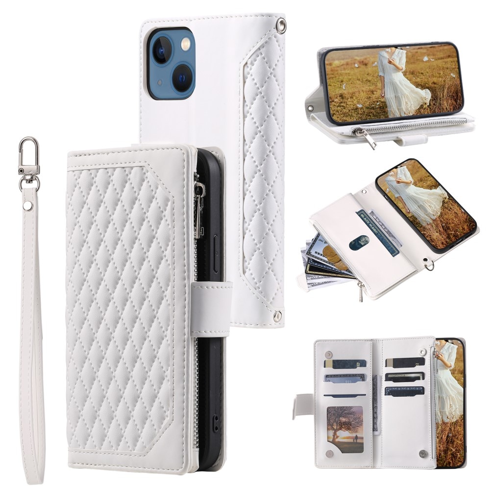 Funda acolchada tipo billetera iPhone 15 blanco