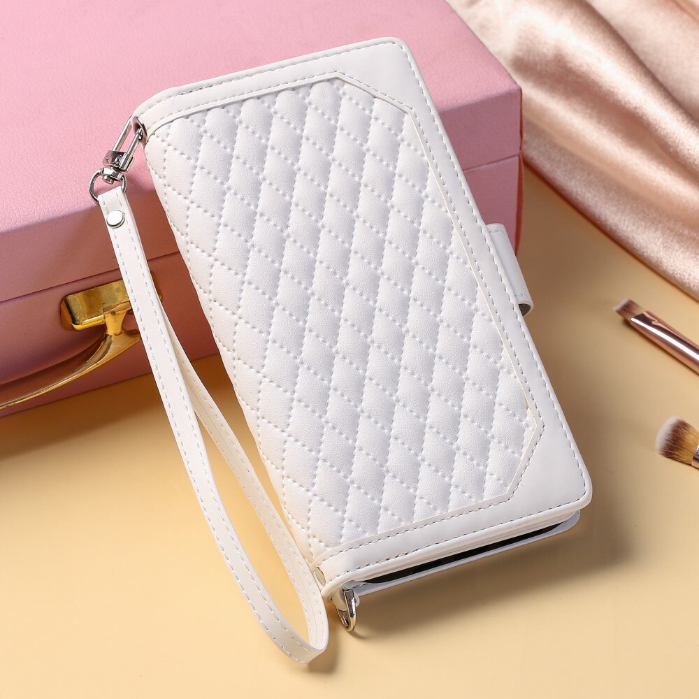 Funda acolchada tipo billetera iPhone 15 blanco